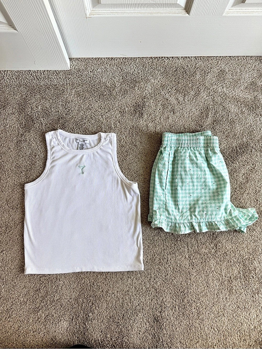 Better Together Dreamy Nights Martini Pajama Set Green & White